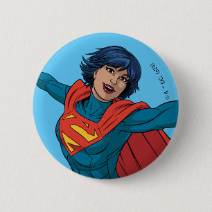 Badge Rond 5 Cm Supergirl volant en costume bleu