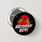 Badge Rond 5 Cm Superhero 2 ans Anniversaire Garçon 2e Anniversair (Devant & derrière)