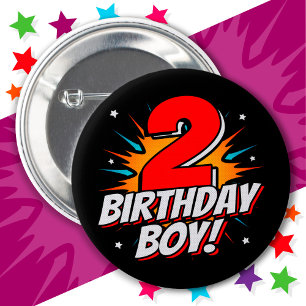 Badge Rond 5 Cm Superhero 2 ans Anniversaire Garçon 2e Anniversair
