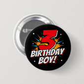 Badge Rond 5 Cm Superhero 3 ans Anniversaire Garçon 3e Anniversair (Devant & derrière)