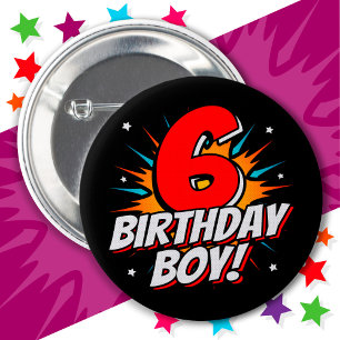 Badge Rond 5 Cm Superhero 6 ans Anniversaire Garçon 6e Anniversair
