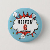 Badge Rond 5 Cm Superhero Comic Speech Bubble Boy Anniversaire (Devant)