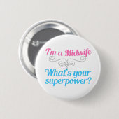 Badge Rond 5 Cm Superhero de sage-femme drôle (Devant & derrière)