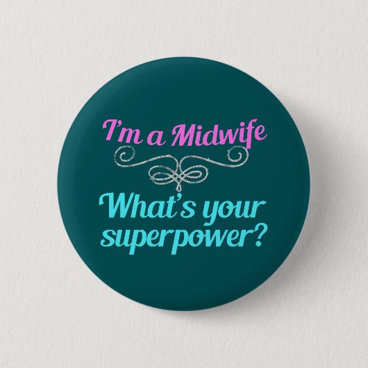 Badge Rond 5 Cm Superhero mignonne sage-femme (Devant)