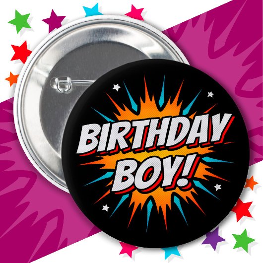 Badge Rond 5 Cm Superhero Party Comic Book Hero Birthday Boy