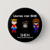 Badge Rond 5 Cm SUPERHERO White Outline - United for SHE (Devant)