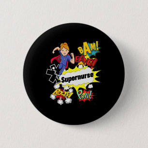 Badge Rond 5 Cm Superinfirmier Comic Superhero Style Rn Femme Infi