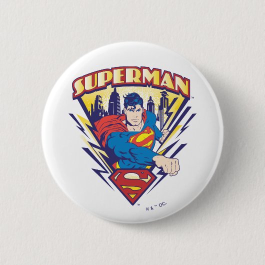 Badge Rond 5 Cm Superman avec électricité (Devant)
