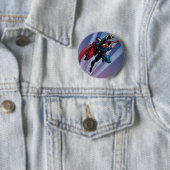 Badge Rond 5 Cm Superman avec stries légères (En situation)