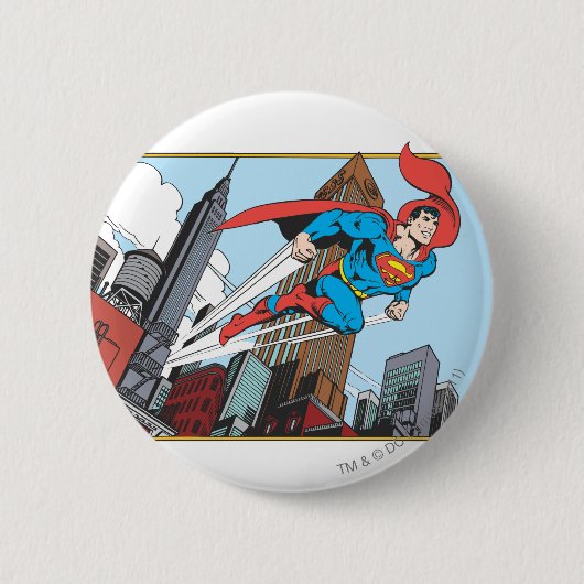 Badge Rond 5 Cm Superman et gratte-ciels (Devant)