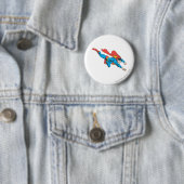 Badge Rond 5 Cm Superman plonge à droite (En situation)
