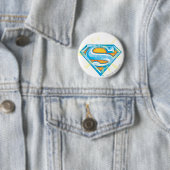 Badge Rond 5 Cm Superman S-Shield | Logo bleu et orange (En situation)