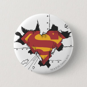 Badge Rond 5 Cm Superman S-Shield  Logo de métal cassé