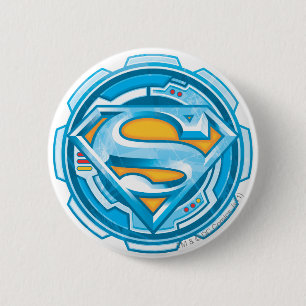 Badge Rond 5 Cm Superman S-Shield   Logo d'engrenage