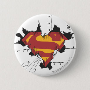 Badge Rond 5 Cm Superman S-Shield   Logo en métal cassé