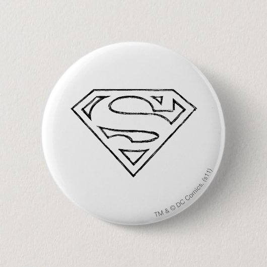 Badge Rond 5 Cm Superman S-Shield | Logo Simple Black Outline (Devant)