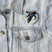 Badge Rond 5 Cm Superman saute vers le haut (En situation)