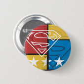 Badge Rond 5 Cm Superman Shield avec étoiles (Devant & derrière)