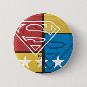Badge Rond 5 Cm Superman Shield avec étoiles