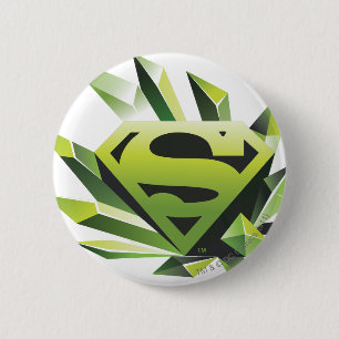 Badge Rond 5 Cm Superman Stylisé   Logo du Bouclier vert