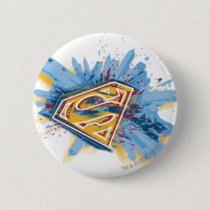 Badge Rond 5 Cm Superman Stylisé  Logo Splash