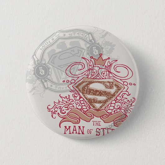 Badge Rond 5 Cm Superman Stylized | Drawn with Crown Logo (Devant)
