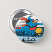 Badge Rond 5 Cm Superman Traverse La Ville (Devant & derrière)