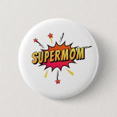 Badge Rond 5 Cm Supermom Retro Comic Pop Art | Bouton d'épingle (Devant)