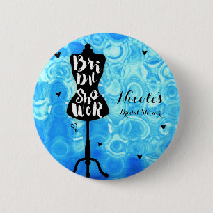 Badge Rond 5 Cm Support de mannequin vintage rétro bleu Baby Showe