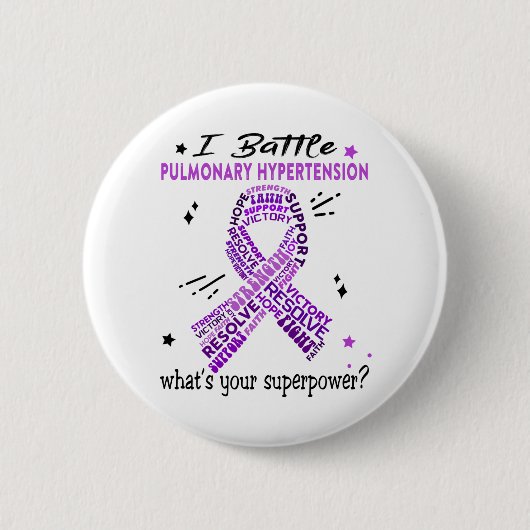 Badge Rond 5 Cm Support Pulmonaire Hypertension Guerrier Cadeaux (Devant)