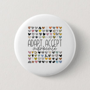 Badge Rond 5 Cm Support Sensibilisation sur l'autisme Adapt Accept