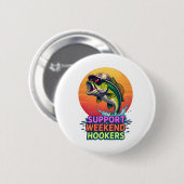 Badge Rond 5 Cm Support Weekend S - Drôle de pêche dessin de dessi (Devant & derrière)