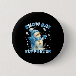 Badge Rond 5 Cm Supporter de journée de neige Bonhomme de neige fl