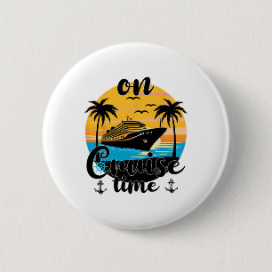 Badge Rond 5 Cm Sur la plage à l'heure de la croisière Vacances d'
