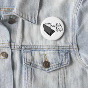 Badge Rond 5 Cm Sur Mon Ordinateur Drôle De Mème De Chat Blanc