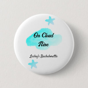 Badge Rond 5 Cm Sur un nuage neuf nuages pastel bleu étoile enterr