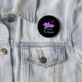 Badge Rond 5 Cm Surdose de tournesol violet de papillon (En situation)