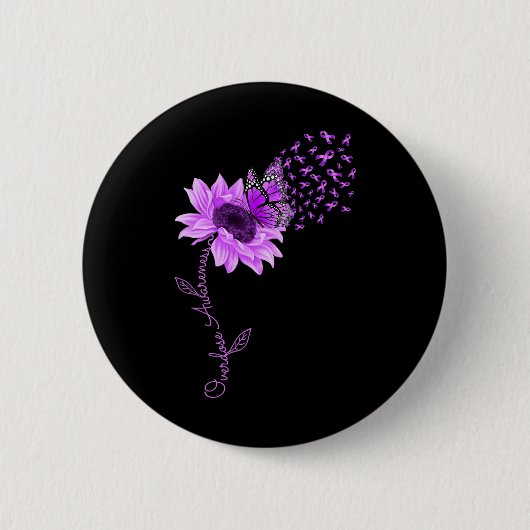 Badge Rond 5 Cm Surdose de tournesol violet de papillon (Devant)
