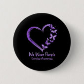 Badge Rond 5 Cm Surdose Sensibilisation au papillon pourpre Coeur (Devant)