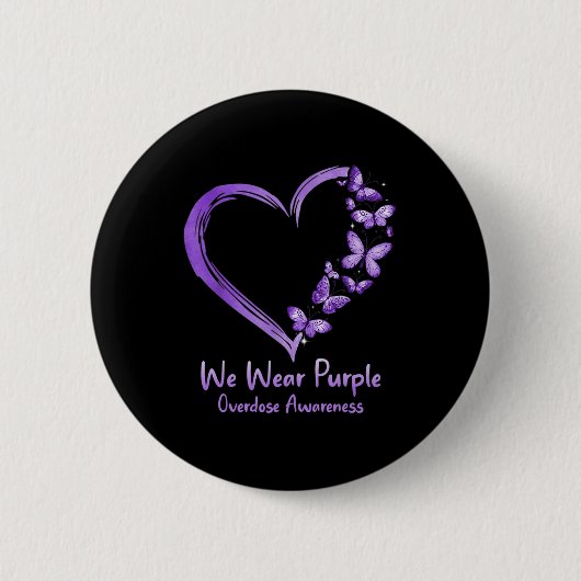 Badge Rond 5 Cm Surdose Sensibilisation au papillon pourpre Coeur (Devant)