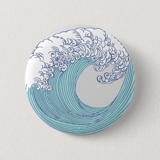 Badge Rond 5 Cm Surf asiatique japonais Vague Art Ocean Art (Devant)