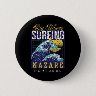 Badge Rond 5 Cm Surf de grosses vagues Nazaré Portugal Surfeur Sur
