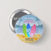 Badge Rond 5 Cm Surf Fille fête d'anniversaire (Devant & derrière)