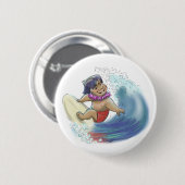 Badge Rond 5 Cm Surfer hawaïen (Devant & derrière)