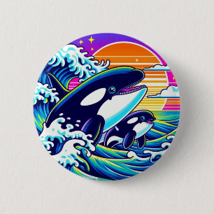 Badge Rond 5 Cm Surfer sur les vagues