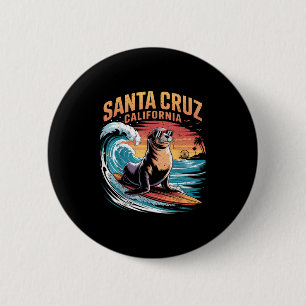 Badge Rond 5 Cm Surfer Surf les années 70 80s Père Noël Cruz Calif