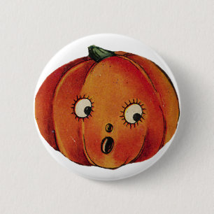 Badge Rond 5 Cm Surpris Citrouille d'Halloween