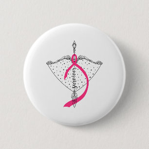 Badge Rond 5 Cm Survivant Bow Arrow Warrior Hope Pink Ribbon Breas