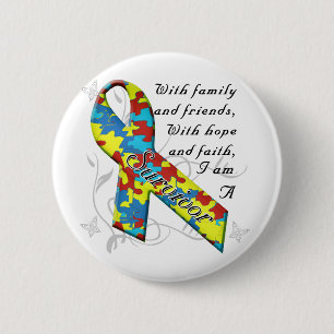 Badge Rond 5 Cm Survivant d'autisme