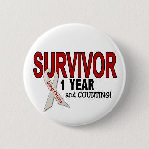 Badge Rond 5 Cm Survivant de cancer de poumon 1 an